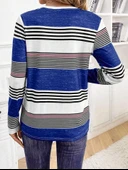 Kadın Uzun Kollu Bisiklet Yaka Düğme Detaylı Desenli Süprem Bluz thumbnail 8