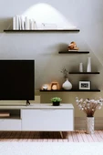 yankı-byeg 4lü 100 cm 80 cm 30 cm Mat Siyah Mdf Uçan Gizli Bağlantı Dekoratif Duvar Rafı Kitaplık Tv Ünitesi thumbnail 2