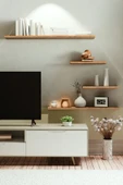yankı-byeg 4lü 100 cm 80 cm 30 cm Safir Meşe Mdf Uçan Gizli Bağlantı Dekoratif Duvar Rafı Kitaplık Tv Ünitesi thumbnail 2