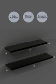 yankı-byeg 50 Cm 60 Cm 2li Mat Siyah Mdf Uçan Duvar Rafı Gizli Bağlantı Kitaplık thumbnail 2
