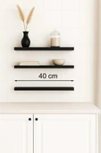 yankı-byeg 40 Cm 3lü Mat Siyah Mdf Uçan Duvar Rafı Gizli Bağlantı Kitaplık Ahşap thumbnail 1