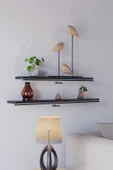 yankı-byeg 70 Cm 80 Cm Mdf 2li Mat Siyah Uçan Duvar Rafı Gizli Bağlantı Kitaplık thumbnail 1