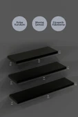 yankı-byeg 40 Cm 50 Cm 60 Cm 3lü Mat Siyah Mdf Uçan Duvar Rafı Gizli Bağlantı Kitaplık thumbnail 2