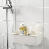 Beyaz Duş Sepeti Kare Banyo Raf Vantuzlu Sepet - 3