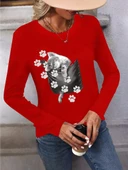 Kadın Uzun Kollu Bisiklet Yaka Desenli Viskon Bluz thumbnail 3