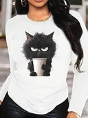 Kadın Uzun Kollu Bisiklet Yaka Baskılı Viskon Bluz thumbnail 3