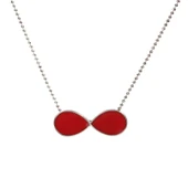 925 Ayar Gümüş Kırmızı Mineli Sonsuzluk kolye thumbnail 4