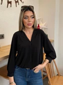 Kadın Uzun Kollu V Yakalı Sandy Bluz thumbnail 1