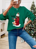 Kadın Yılbaşı özel Uzun Kollu Bisiklet Yaka Desenli Viskon Iki Iplik Bluz thumbnail 3