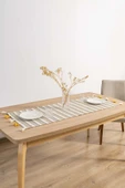 Rivaİstanbul Ruffle Püsküllü Pamuklu Ham Keten Runner 50x130 cm thumbnail 3