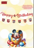 Mickey Mouse Happy Birthday Kaligrafi ve Banner Set - 1