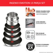 TEFAL Ingenio Emotion 2X Titanyum 13 Parça Tava Seti - Paslanmaz Çelik L897SD74 - 3