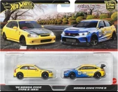 1:64 Hot Wheels Premium Car Culture 2'li Paket 99 HONDA CIVIC TYPE R (EK9)  & HONDA CIVIC TYPE R HBL96 - JBL00 - 6