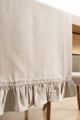 Rivaİstanbul Ruffle Bej Fırfırlı %100 Pamuklu Ham Keten Runner 50x130 cm thumbnail 6
