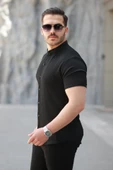 Erkek Hakim Yaka Kısa Kollu Gömlek thumbnail 2