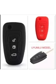 2 Adet Fiesta Kuga Focus C-max Silikon Anahtar Koruma Kılıfı (sustalı) Siyah Ve Kırmızı Renk thumbnail 1