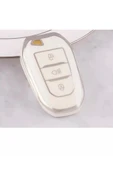 Citröen C3 C4 C5 Aircross Anahtar Koruma Kılıfı Far Tuşlu 2.resime Bakınız Beyaz/Krom thumbnail 1