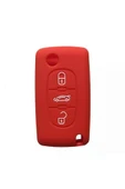 107 207 307 407 308 607 Uyumlu 3 Tuş Silikon Anahtar Koruma Kılıf Kırmızı Renk thumbnail 3