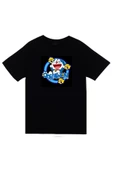 Doreamon Anime Baskılı Unisex %100 Pamuk Siyah T-shirt thumbnail 1