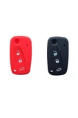 2 Adet Punto Panda Uno Doblo Ducato Silikon Anahtar Koruma Kılıfı Kırmızı Ve Siyah thumbnail 1