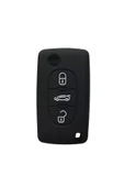Peugeot Uyumlu 107 207 307 407 308 607 Uyumlu 3 Tuş Silikon Anahtar Koruma Kılıf Siyah Renk thumbnail 2