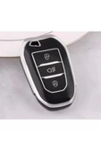 Peugeot 208 308 508 2008 3008 5008 Rifter Anahtar Koruma Kılıfı Far Tuşlu Siyah/Krom thumbnail 1