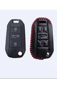 Peugeot 208 308 301 3008 5008 Lüks Deri Anahtar Koruma Kılıfı Ve Örgü Anahtarlık thumbnail 2