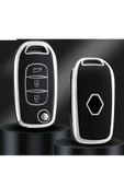 Megane 4 Joy - Clio 5 Captur Koleos Uyumlu Anahtar Kılıfı Siyah/krom 2.resime Bakınız thumbnail 1