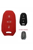2 Adet Opel Grandland X Uyumlu Silikon Anahtar Koruma Kılıfı Kırmızı Ve Siyah Renk thumbnail 1