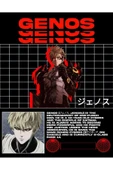 One Punch Man Genos Anime Baskılı Unisex %100 Pamuk Siyah T-shirt - 2