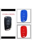 2 Adet Citroen C4 C5 C-quatre Uyumlu Silikon Anahtar Koruma Kılıfı Mavi Ve Kırmızı Renk thumbnail 1