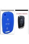 Citroen C4 C5 C-quatre Uyumlu Silikon Anahtar Koruma Kılıfı Mavi Renk thumbnail 1