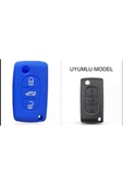 107 207 307 407 308 607 Uyumlu 3 Tuş Silikon Anahtar Koruma Kılıf Mavi Renk thumbnail 1
