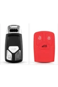 Audi Keyless A4 A5 A6 A7 Q3 Q5 Uyumlu Silikon Anahtar Koruma Kılıfı Kırmızı Renk thumbnail 1