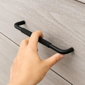 Uber Tırtıklı Mat Siyah Metal Kulp 224 mm 22.4 cm Mobilya Çekmece Mutfak Dolabı Dolap Kapak Kulpları thumbnail 3
