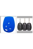 Renault Clio Kangoo Megane Modus Laguna Scenic Uyumlu Silikon Anahtar Koruma Kılıfı Mavi 3 Tuşlu thumbnail 1