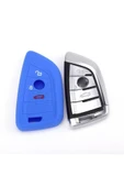 Bmw F15 G20 F48 F39 X5 X6 Uyumlu Üçgen Tip Silikon Anahtar Koruma Kılıfı Mavi Renk thumbnail 1