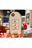 Honda Civic Fc5 Crv Hrv Sustalı Lüx Anahtar Koruma Kılıfı Beyaz Renk thumbnail 1