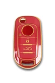 Fiat Egea 500x Sustalı Anahtar Koruma Kılıfı Kırmızı Renk Lüks Model thumbnail 1