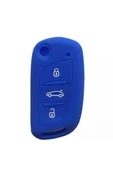 2 Adet Citroen C4 C5 C-quatre Uyumlu Silikon Anahtar Koruma Kılıfı Siyah Ve Mavi Renk thumbnail 2