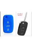 Audi A2 A3 A4 A6 A8 Uyumlu Silikon Anahtar Koruma Kılıfı 3 Tuşlu Mavi Renk thumbnail 1