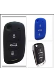2 Adet Citroen C4 C5 C-quatre Uyumlu Silikon Anahtar Koruma Kılıfı Siyah Ve Mavi Renk thumbnail 1