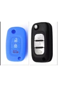 Megane Clio Fluence Uyumlu Silikon Anahtar Koruma Kılıfı Mavi Renk thumbnail 1