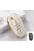 Citroen C4 C5 C3 Aircross Tpu Anahtar Kılıfı Anahtarsız Çalıştırma Krem/gold thumbnail 1