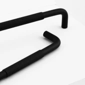 Uber Tırtıklı Mat Siyah Metal Kulp 224 mm 22.4 cm Mobilya Çekmece Mutfak Dolabı Dolap Kapak Kulpları thumbnail 6