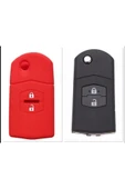 Mazda 2 3 5 6 Uyumlu 2 Tuşlu Silikon Anahtar Koruma Kılıfı Kırmızı Renk thumbnail 1