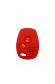 Renault Clio Kangoo Megane Modus Laguna Uyumlu Silikon Anahtar Koruma Kılıfı Kırmızı Renk 3 Tuşlu thumbnail 1