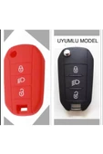 Citroen Yeni C3 Aircross Silikon Anahtar Koruma Kılıfı Kırmızı Renk Görselde Uyumlu Model Mevcut thumbnail 1
