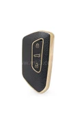 Seat Leon Fr Mk4 Ve Golf 8 Uyumlu Lüx Anahtar Koruma Kılıfı Siyah Gold thumbnail 1