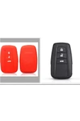 Toyota Rav4 Corolla Land Cruiser C-hr Silikon Anahtar Koruma Kılıfı 3 Tuşlu Sustasız Model Kırmızı thumbnail 1